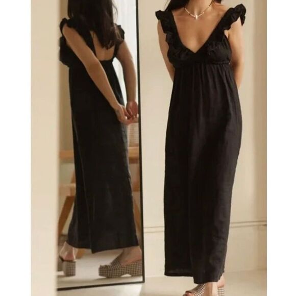 Harly Jae Black Sustainable Linen Maxi Dress size xs - Picture 8 of 10
